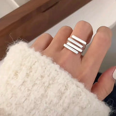 Rings for Women Simple Geometric Handmade Irregular Retro Ring Gold Zircon