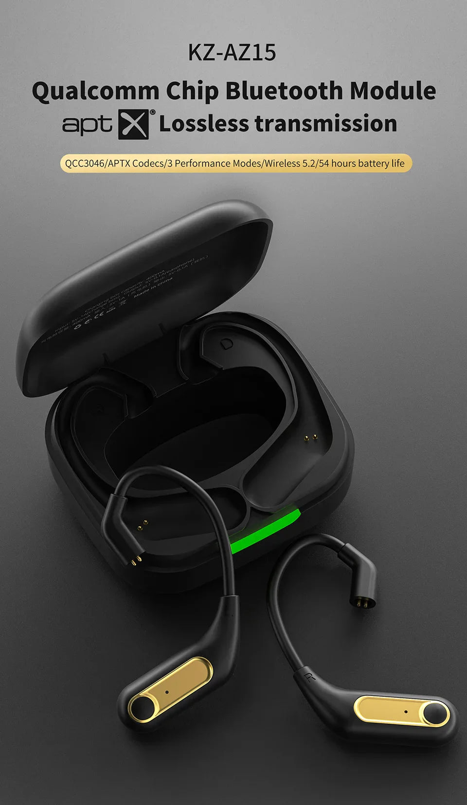 KZ AZ15 Upgrade Wireless Headphones Bluetooth-compatible 5.2 Cable Wireless Ear Hook With Charging Case AZ09 PRO AZ10 Z1PRO Z3