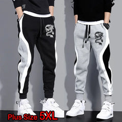 Men Casual Drawstring dragon print Pants Jogger Pants Sweatpants Running Pants