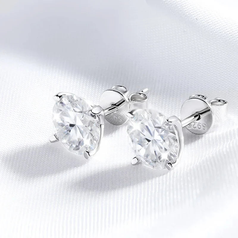 Smyoue Each 0.2-2CT Certified Moissanite Stud Earrings for Women 4 Claw Sparkling Wedding Party Jewelry Sterling Silver S925