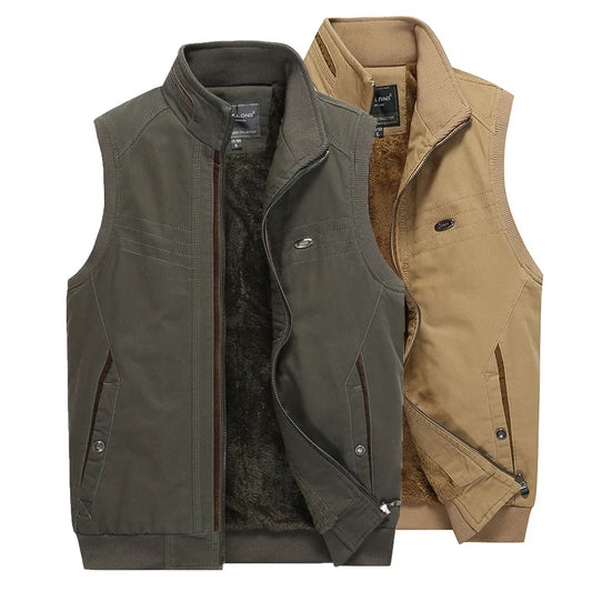 Winter plush and thickened casual vest men's jacket loose shoulder stand up collar