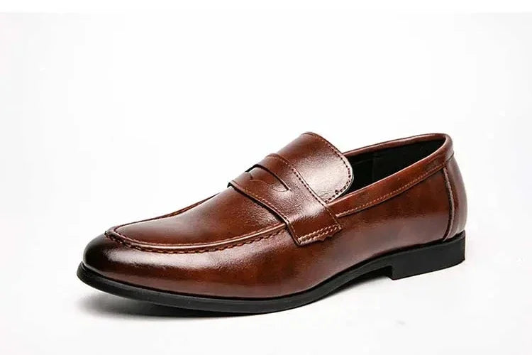 Mens dress shoes PU leather fashion men business dress loafers pointy shoes