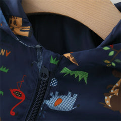 Children'S Coat Cartoon Cherry Blossom Hooded Zipper Everyday Versatile Boys' Jacket