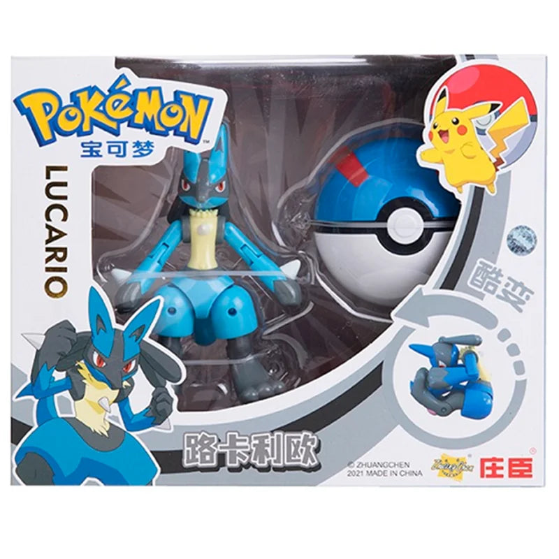 18 Styles Pokemon Anime Deformation Figures Pikachu Eevee Mewtwo Greninja  Pokeball Figure Pet Action Model Toys Childrens Gifts