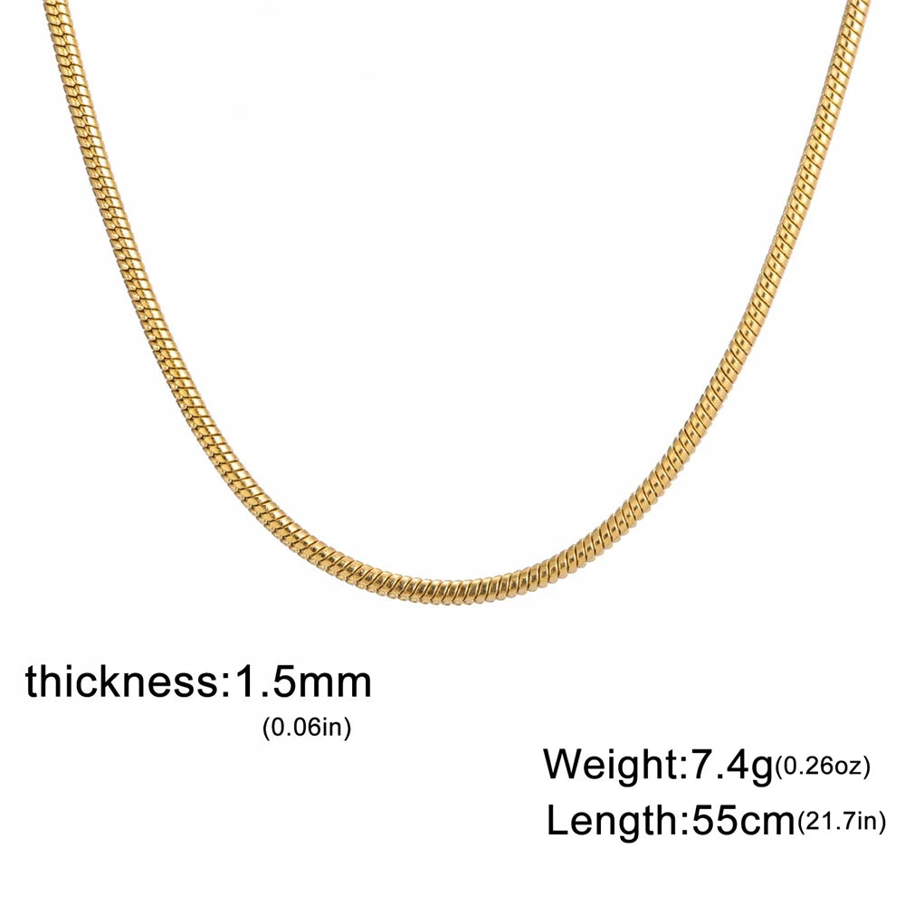 My Shape Round Snake Chain Necklace for Women Men Stainless Steel Link Chain 0.9mm 1.2mm 2mm Chains Choker Fashion Jewelry Gifts