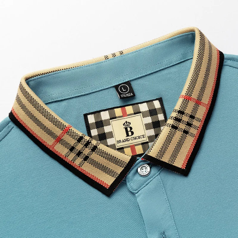 Summer men's fashion casual short sleeved polo shirt high-end boutique embroidered top comfortable and breathable lapel T-shirt