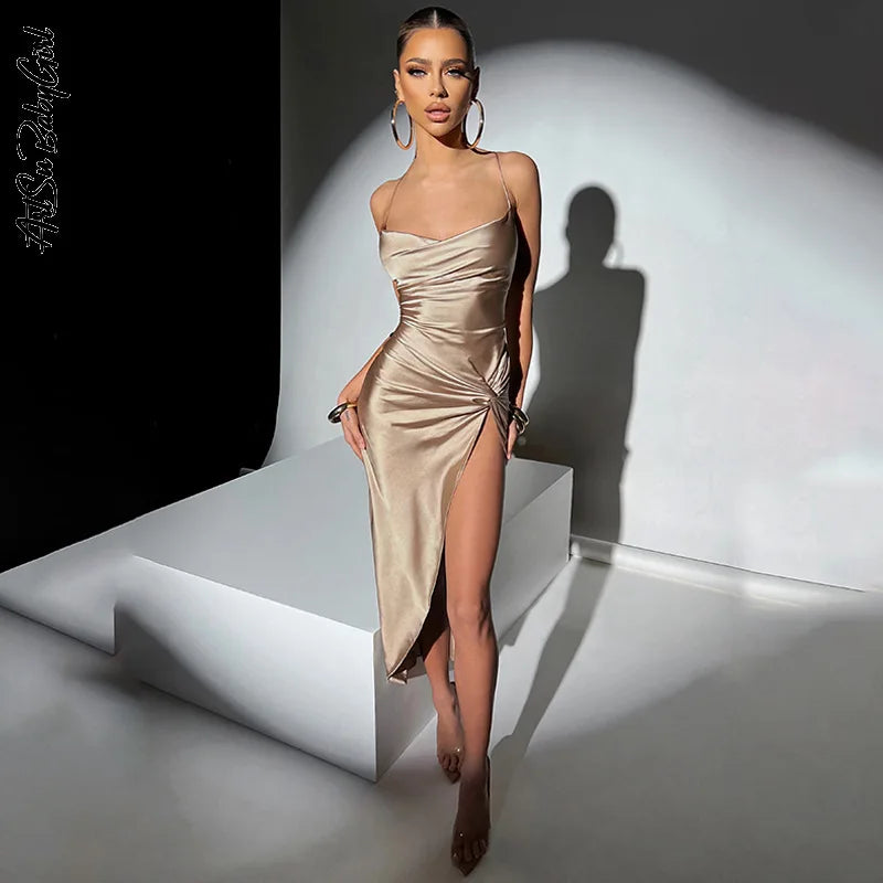 Evening Dresses: Party Dresses Backless Midi Dress Women Sleeveless