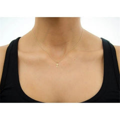 Christian Golden Cross Pendant Necklace For Women Short Chain Simple Minimalist