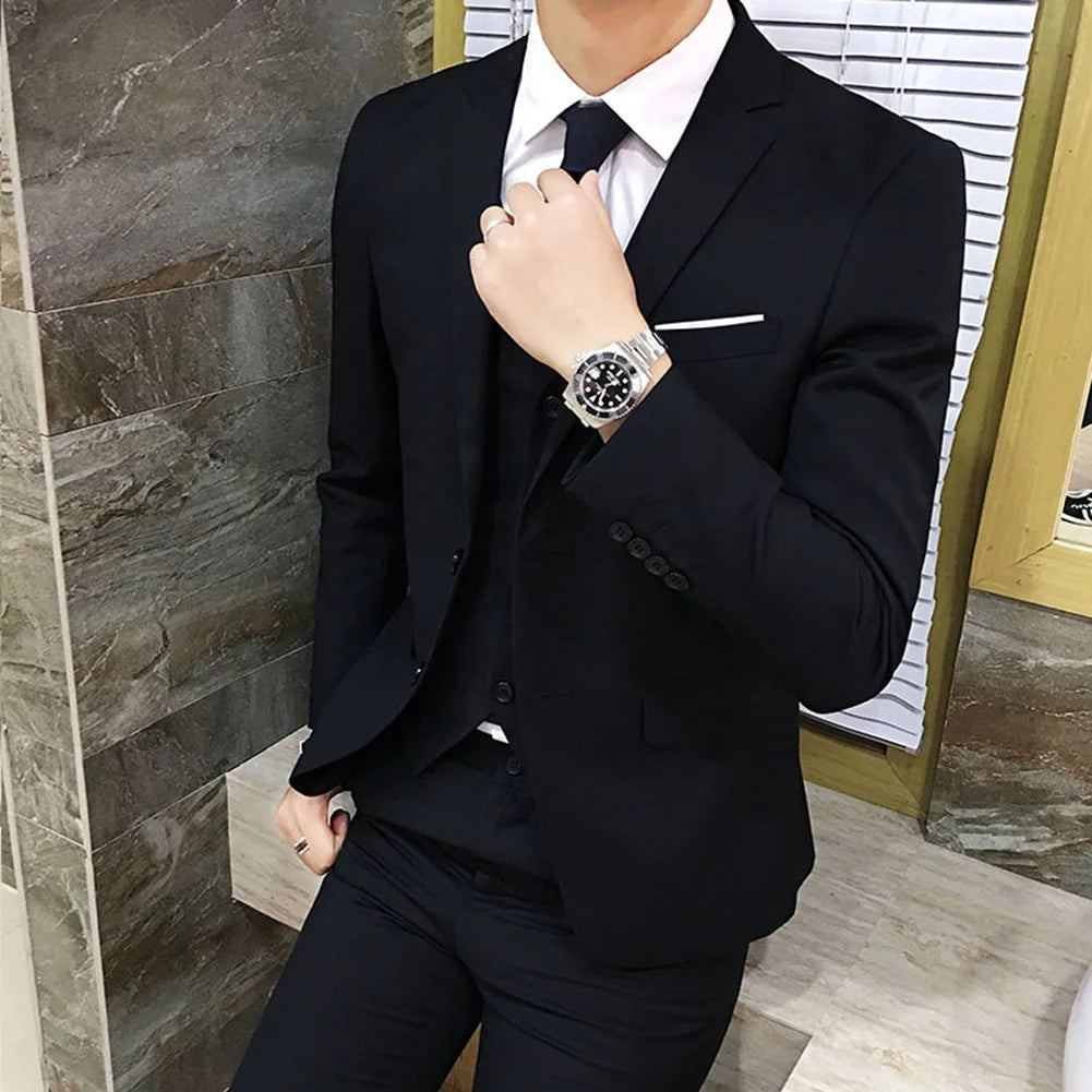 Tuxedo for Mens: Men Suit Regular Slight Stretch Three Piece Set Trousers Blazer