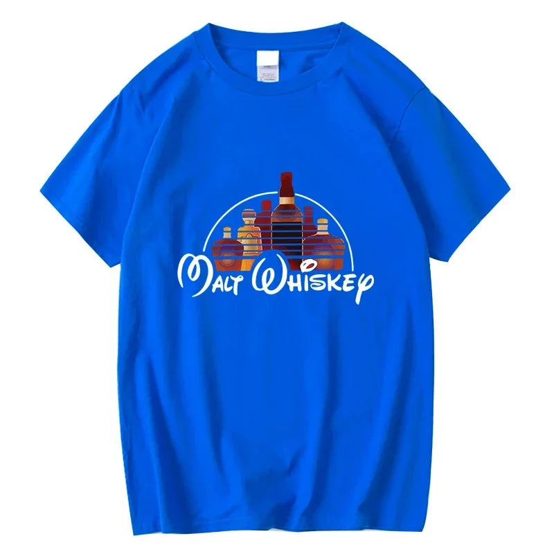 Summer Men's T-shirt 100% Cotton Funny Malt Whiskey Print Summer Loose O-neck Cool T Shirt for Men Short Sleeve T-shirt Male Tee