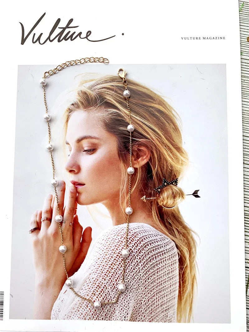 Beads Neck Chain Kpop Pearl Choker Necklace Gold Color Goth Choker