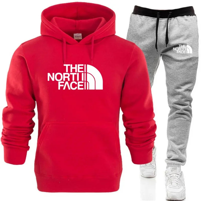 2025 Men's Autumn/Winter Fashion Printed Casual Two Piece Hooded Sports Shirt and Pocket Pants Regular Fit Outdoor Sports Set