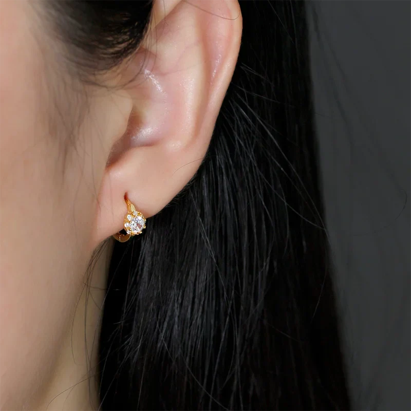 WANTME 925 Sterling Silver Luxury Shiny Zircon Huggies Hoop Earrings for Women Fashion Elegant Charms Wedding Party Jewelry Gift