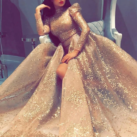 Evening wear Dresses: A-LINE Long Sleeved Floor-Length of Formal Dress