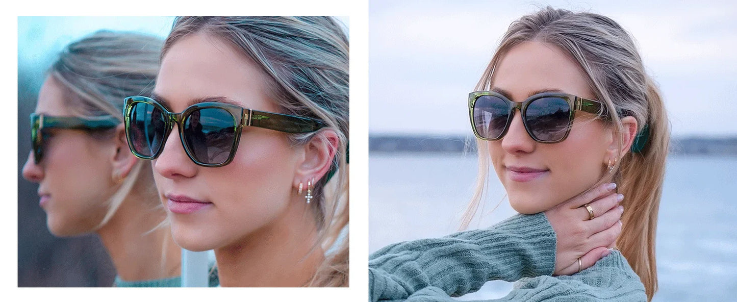 Fashion Cateye Polarized Sunglasses for Women - Oversized Sun Glasses UV400 Protection Retro Shades Designer Style