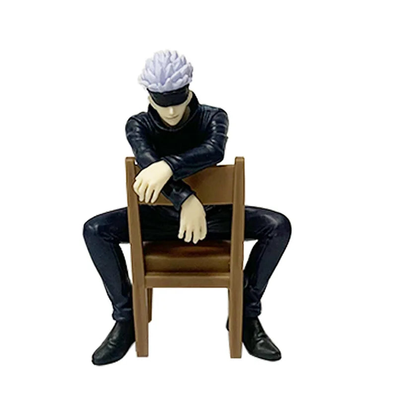 11CM Gojo Satoru Anime Jujutsu Kaisen Figure Satoru Gojo Rest Time Sitting Position Comes With Stool Gift Toy Action Figure PVC