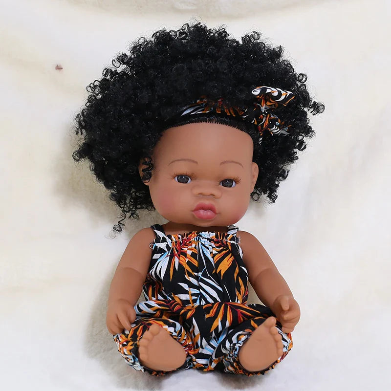 14inch Full Body Vinyl Bebe Reborn Dolls Soft Lifelike Baby Toys American Reborn Black Baby Doll Vinyl Baby Doll Toys Girls Boys
