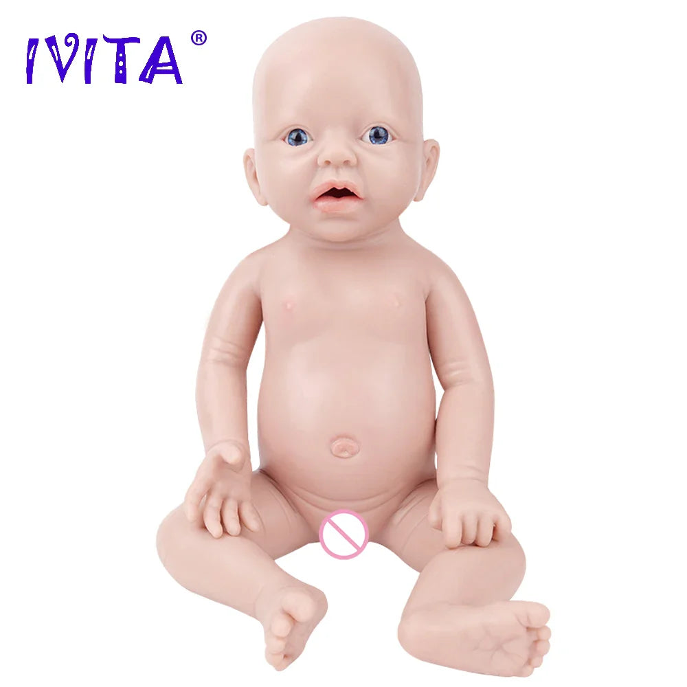 IVITA WG1554 14.96 inch 1.58kg 100% Full Body Silicone Reborn Baby Doll Soft Dolls Realistic Girl Baby DIY Blank Children Toys