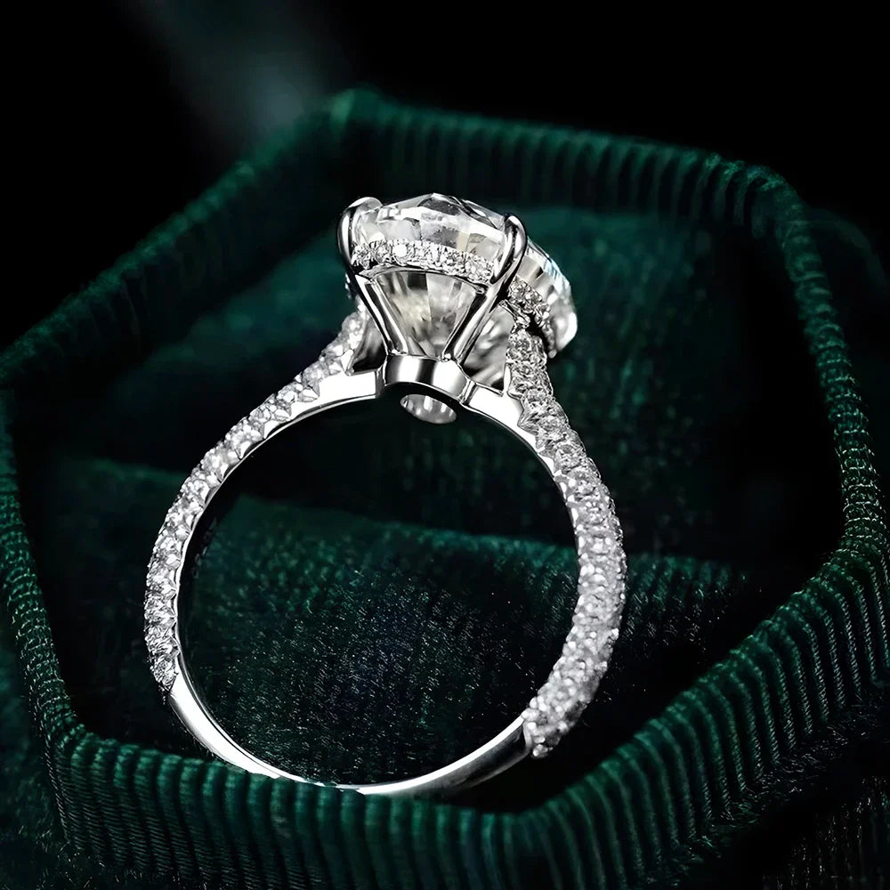 BXINY 8CT Oval Cut All Moissanite Ring 925 Sterling Silver for Women Sparkling Lab Diamond Wedding Band Jewelry with Certificate