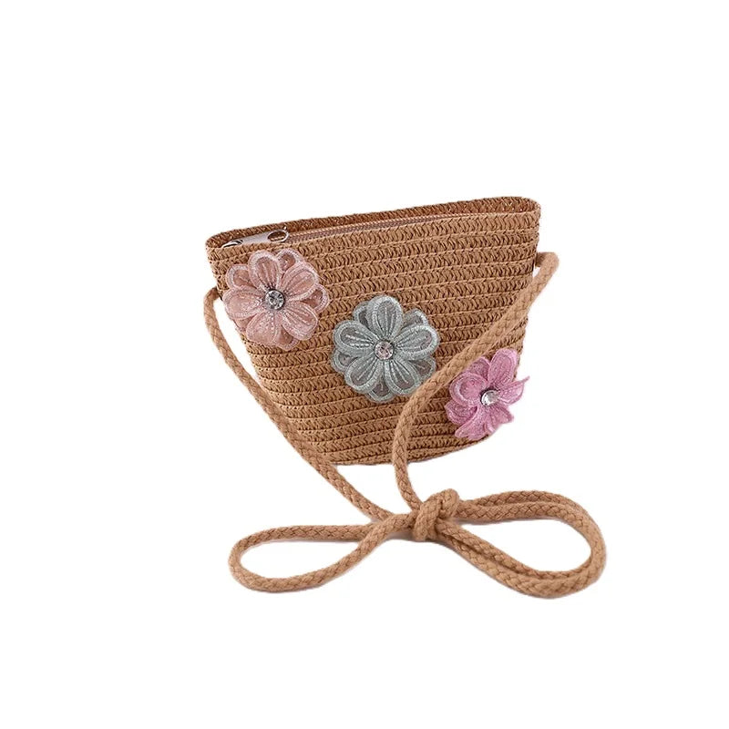 little girls summer straw sun hats and straw shoulder bags
