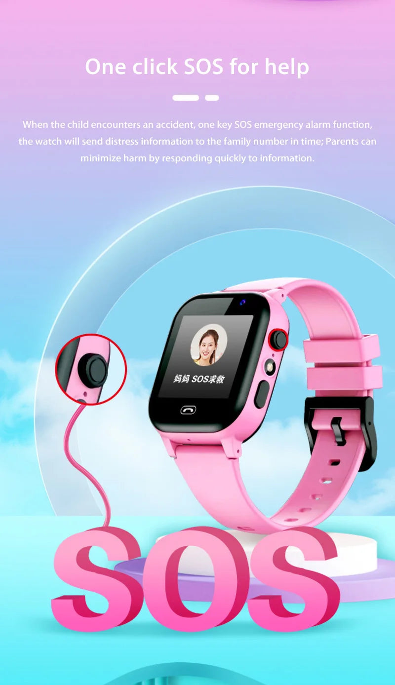 Lenovo Smart Watch Kids 4G Sim Card 2G Internet SOS Tracker Call Phone Voice Chat Photo Children Smartwatch Camera Boy Girl Gift