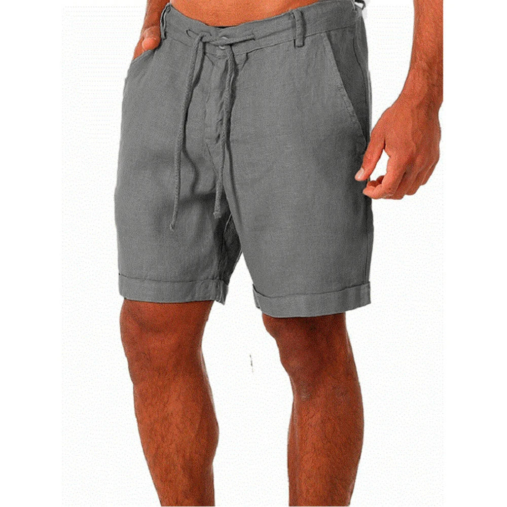 KB New Men's Cotton Linen shorts Pants Male Summer Breathable Solid Color Linen Trousers Fitness Streetwear S-4XL