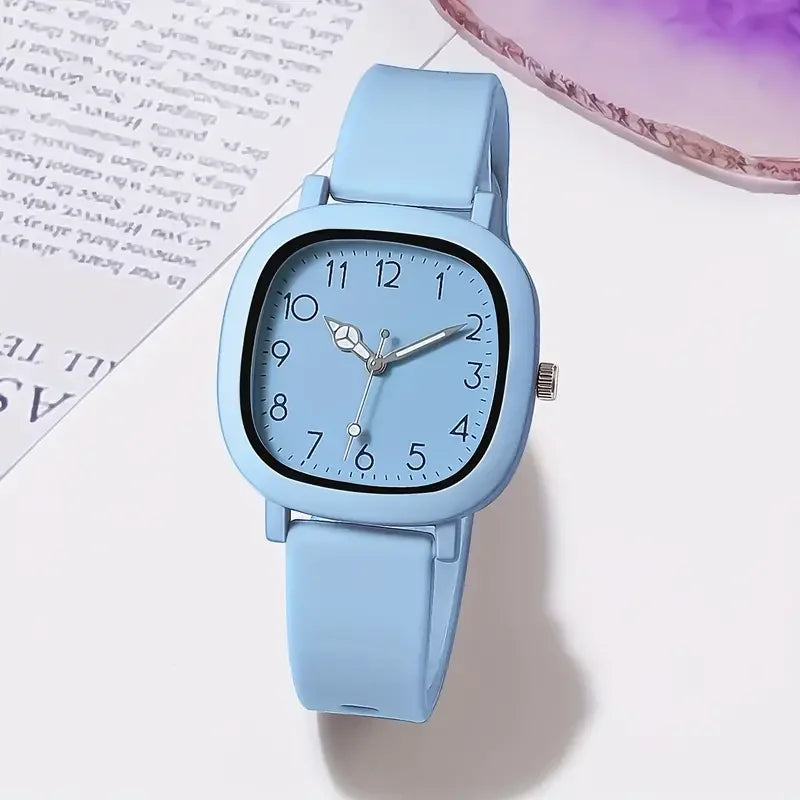 1/10PCS Fashion Square Women Watches Casual Silicone Band Quartz Wristwatch for Girls Clock Reloj Mujer（Without Box）
