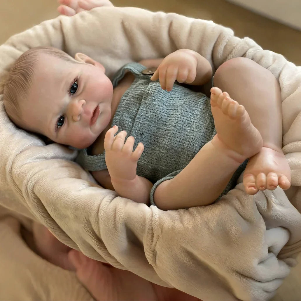 50cm Painted Elijah Bebe Reborn Boy With Full Body Vinyl  Soft Touch Feeling Lifelike Real Newborn Baby Dolls