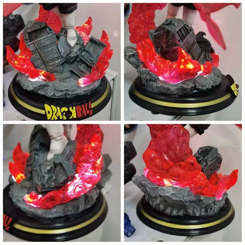 28CM Dragon Ball Z Zamasu Figure Black Goku PVC Action Figures GK Statue with Light Base Collection Model Toys for Children Gift