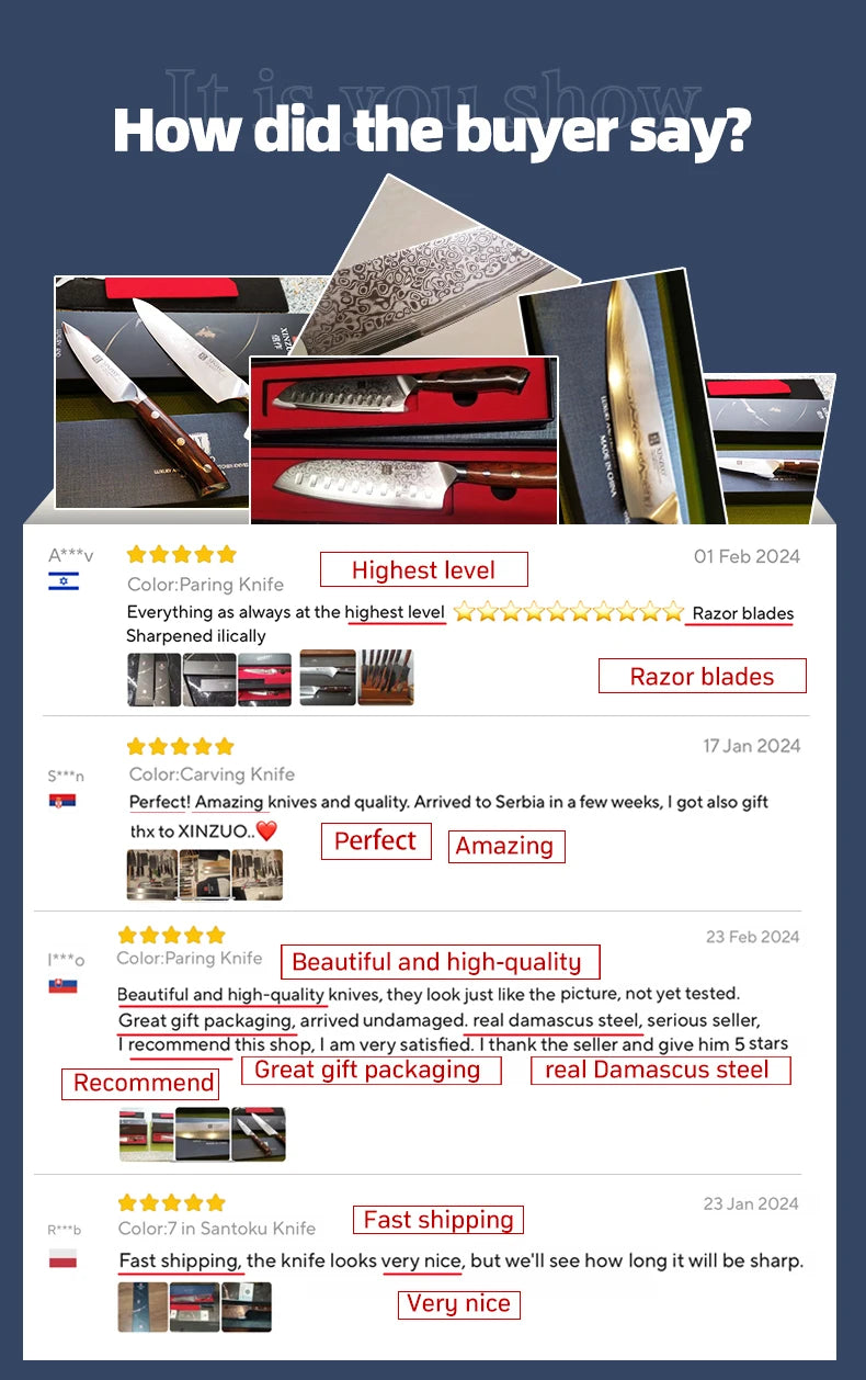 1-10 PCS Kitchen Knife 67 Layers Damascus Steel Chef Slicing Utility Paring Knife
