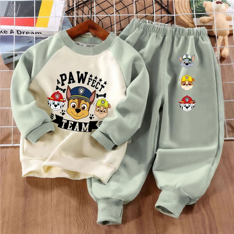 PAW Patro Printed Boys Spliced Sweatshirt 2-piece Sets Kids O Neck Hoodies and Pant 2pcs Set Kids Sport Clothes Suit Spring Fall