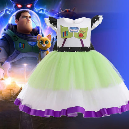 Girls Buzz Lightyear Dress Woody Cartoon Cow Frocks Toy Story Halloween Clothes