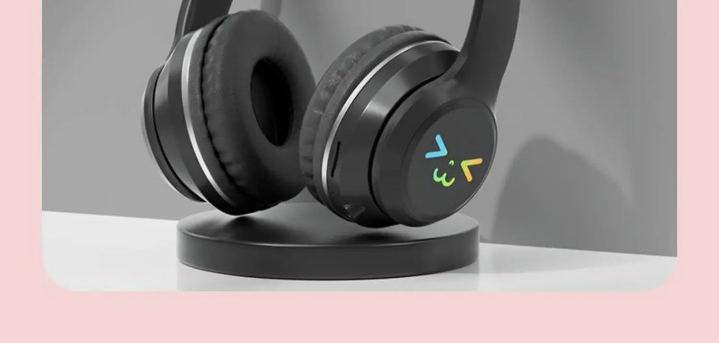 Cat's Ears Headset RGB Light Smile Face TWS Headset Gradient New Headphone Pink Little Girl Earphone Gift Suitable for Any Phone
