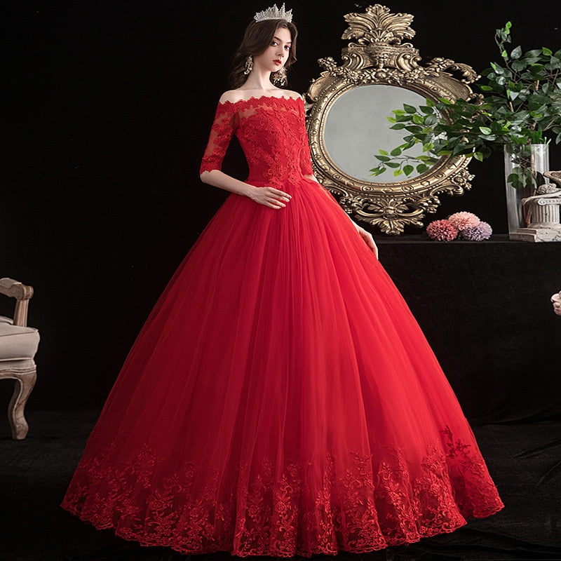 White Bridesmaid Dresses: Red Wedding Dresses Elegant Boat Neck