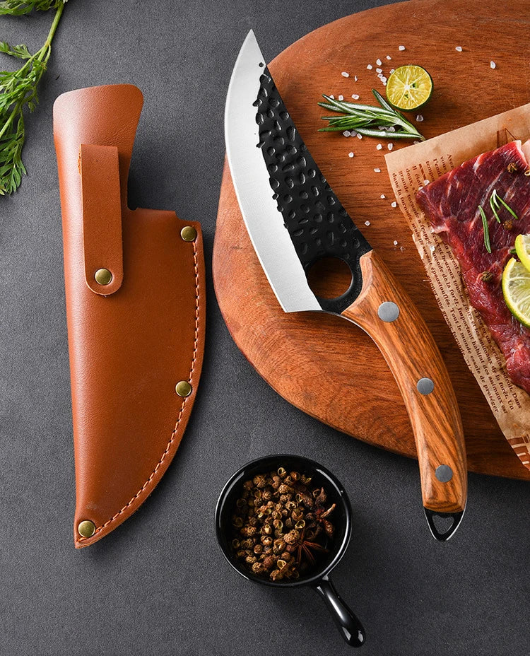 Forged Multi-purpose Knives with Hammer Pattern Butcher Boning Knife Sharp