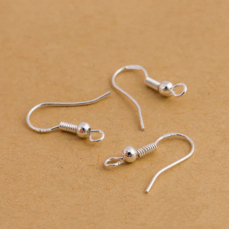 Wholesale 400PCS Lot 18mm 925 Sterling Silver Earring Hooks Ball Jewelry Accessory Findings Ear Wire