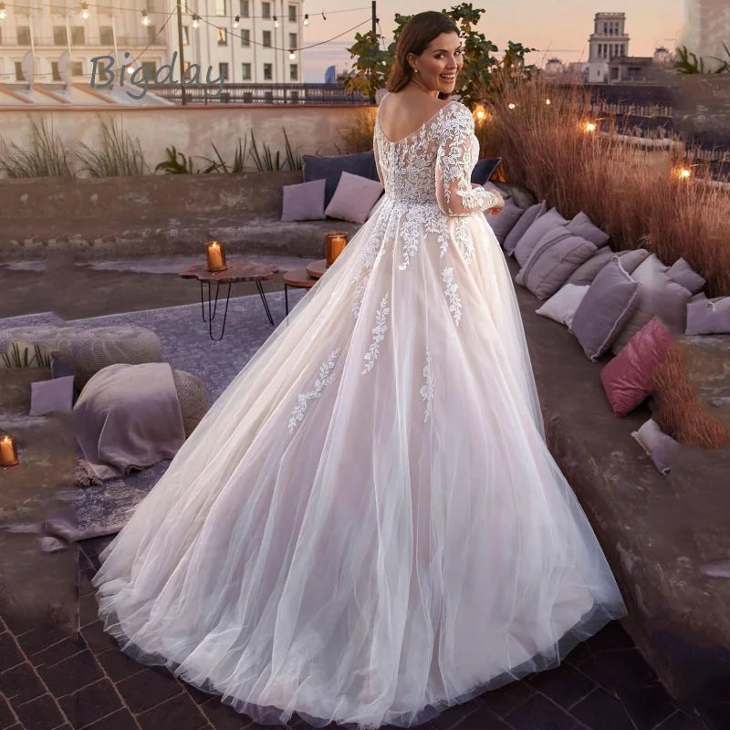White Bridesmaid Dresses: Wedding Dresses Plus Size Lace Long Sleeve Women