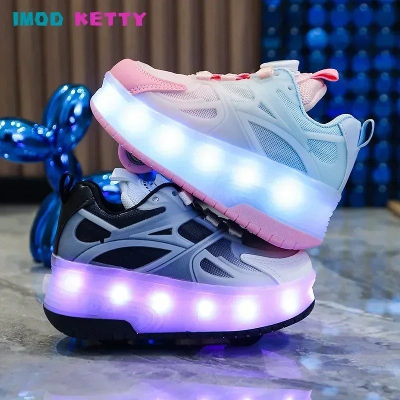 Autumn Childrens Kids Boys Girls USB Charging Glowing Casual Sneakers