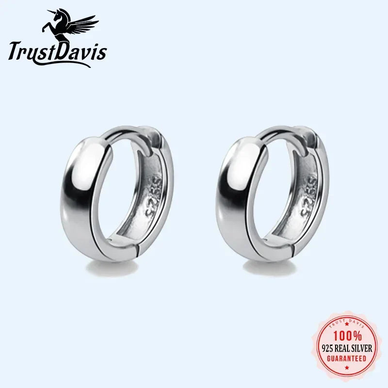 TrustDavis Man/Women's 925 Sterling Silver Hoop Earrings Cute Neat Gift For Girls/Boys Fine Jewelry Accessory Party Gift  DA1417