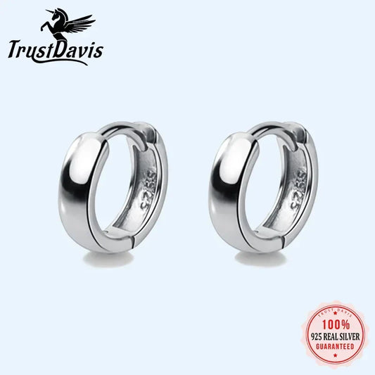 TrustDavis Man/Women's 925 Sterling Silver Hoop Earrings Cute Neat Gift For Girls/Boys Fine Jewelry Accessory Party Gift  DA1417