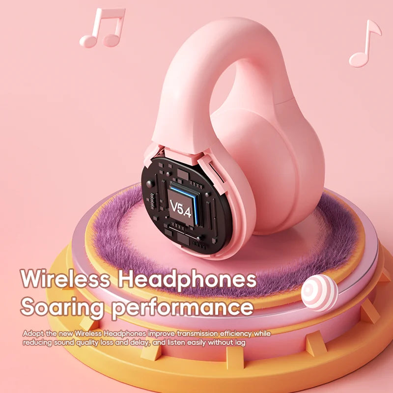 X53 Wireless Headphones Bluetooth Headset Smart Digital Display Volume Adjustment Cute Cartoon Ear Clip Wearing Comfortable
