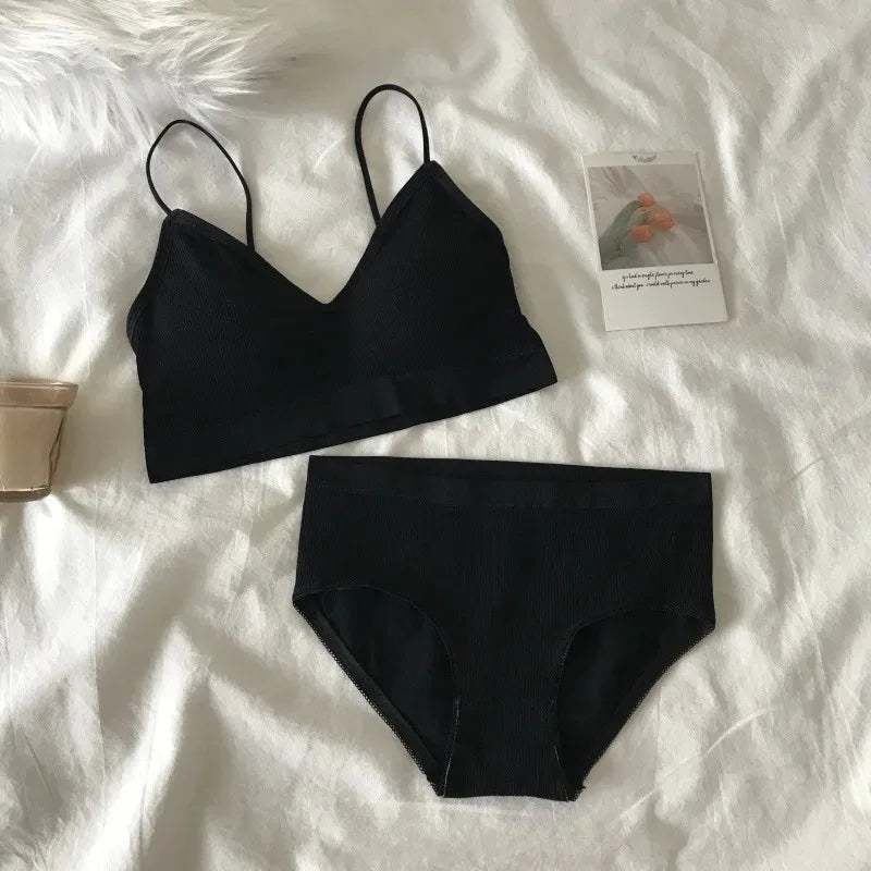 Women's Sports Bra Set Underwear Bra Korean Style Push Up No Steel Ring Bra