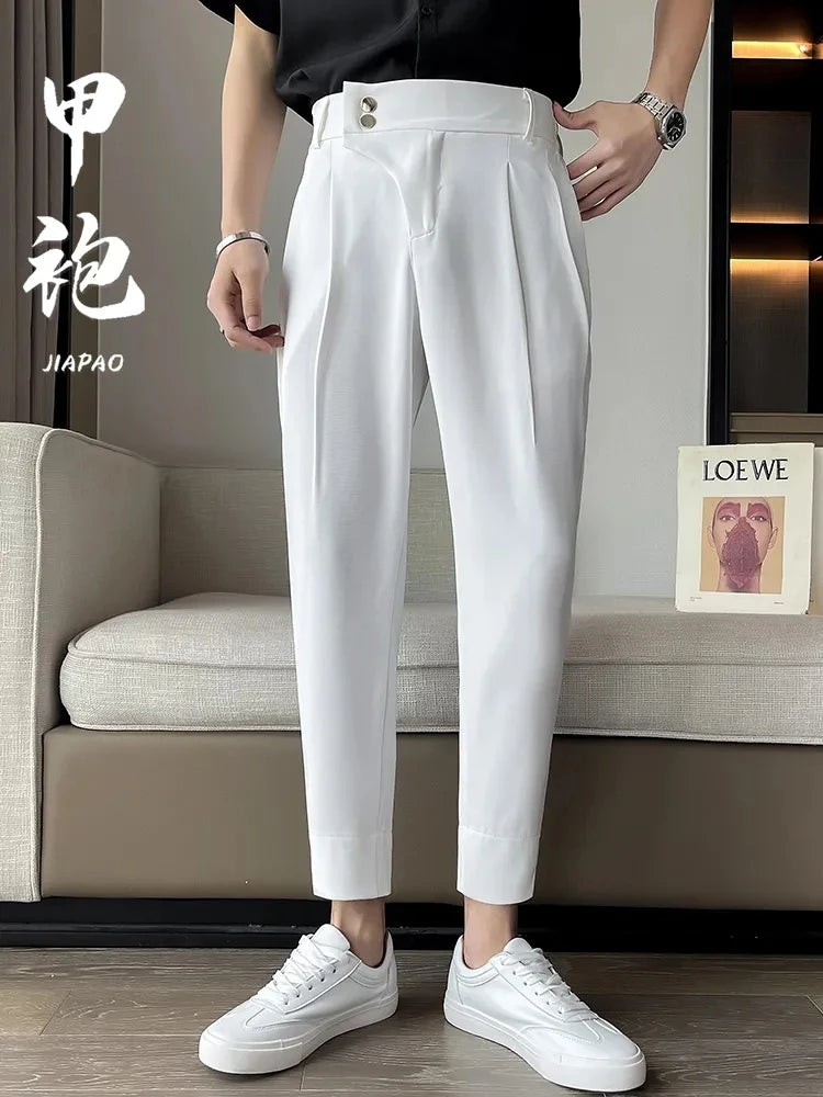 Elegant Casual Blazer Pants Men Korean Fashion Slim Formal Trousers Male Black Dress Pants Classic Suit Pants