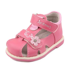 Vintange Solid Girl's Sandals Closed Toe Sandals for Girl Kids Baby Flat Girls Sandals