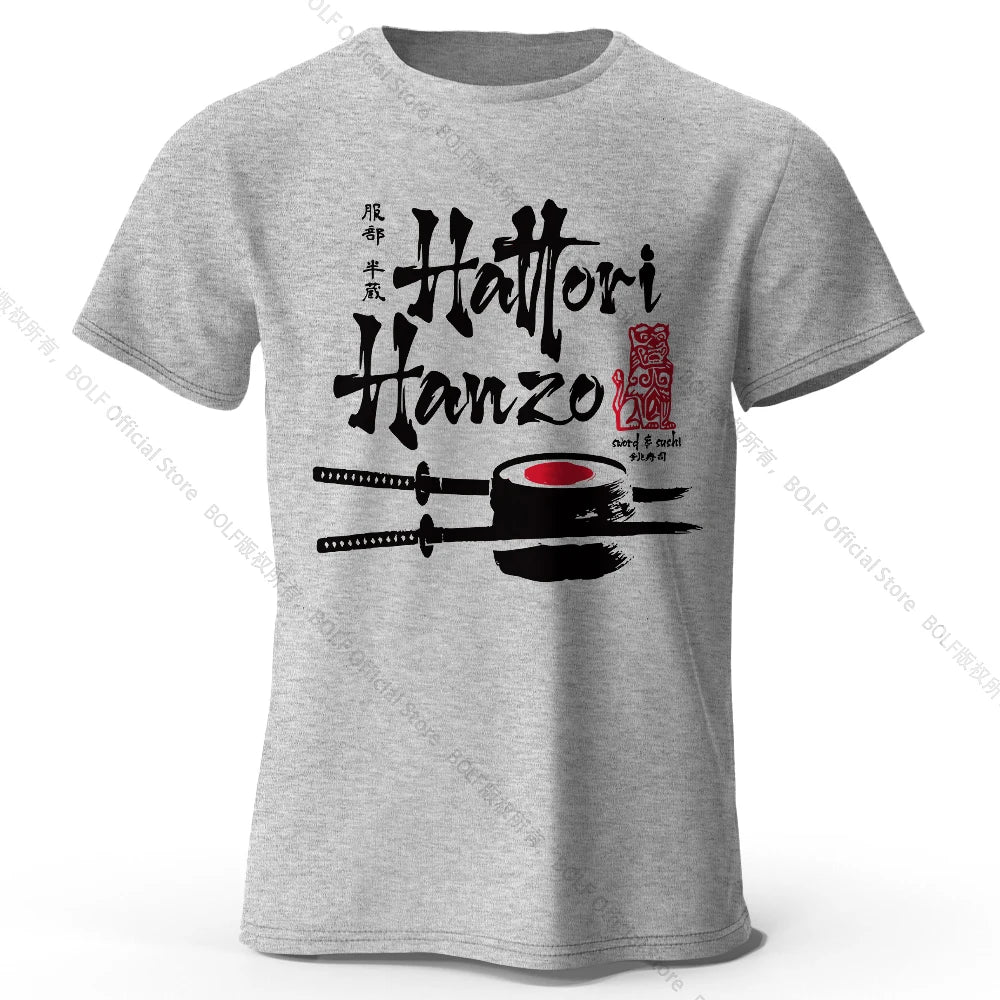Men's Hattori Hanzo Printed T-Shirt 100% Cotton Oversized Ninja Graphic Tees for Women Summer Tops Samurai Streetwear