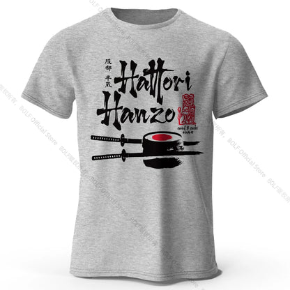 Men's Hattori Hanzo Printed T-Shirt 100% Cotton Oversized Ninja Graphic Tees for Women Summer Tops Samurai Streetwear