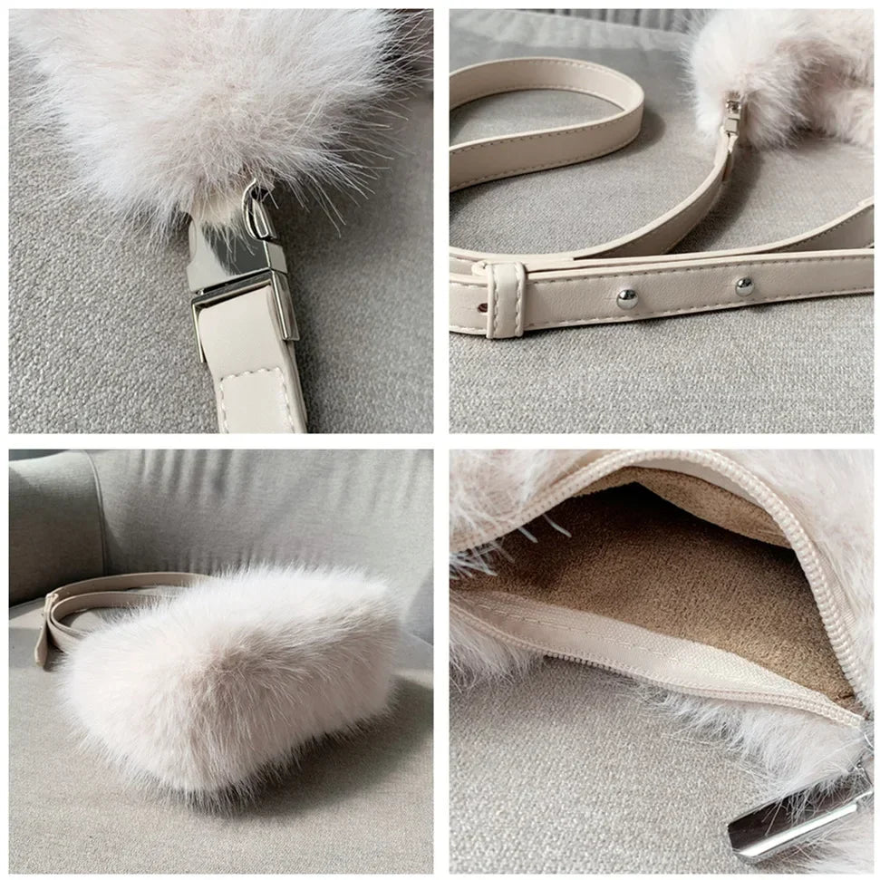 Ladies Shoulder Bags Soft Plush Female Evening Clutch Purse Handbags