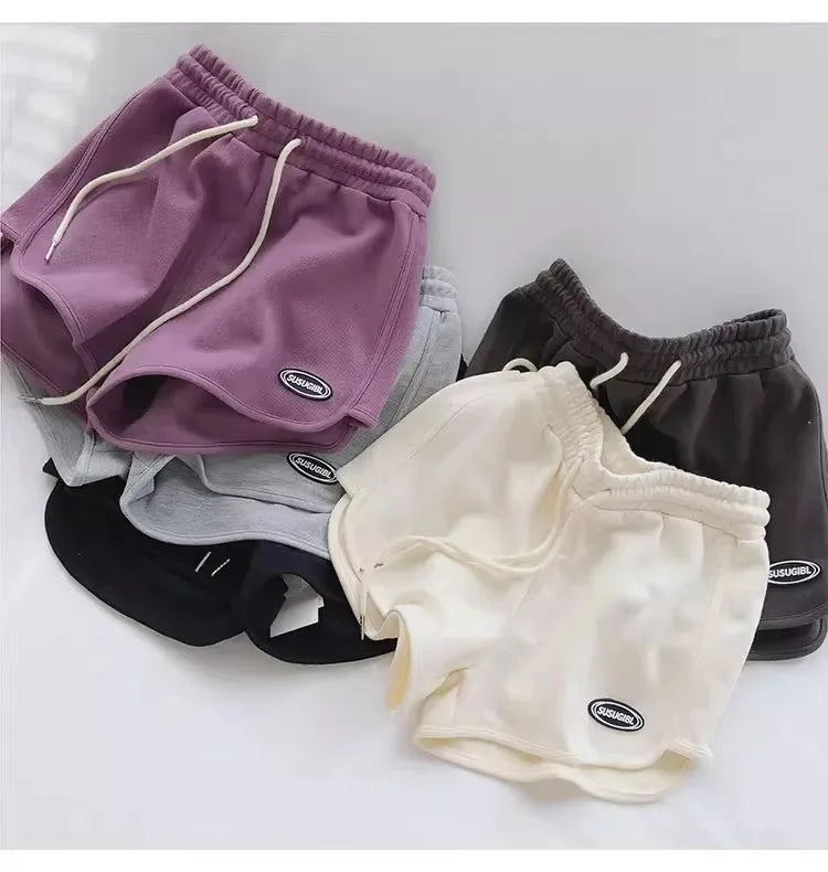 Women Casual Drawstring Sports Shorts Summer Thin High Waist Yoga A-line Shorts Loose Women Running Straight Trousers