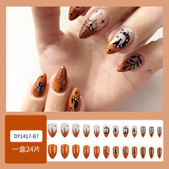 24pcs Halloween Pink Wearing Nails Detachable French Ballerina Nails Art Press on Nails