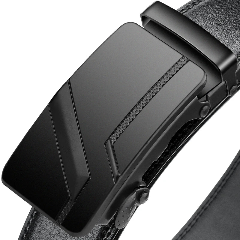 105 150 140 130 160 170cm Large Plus Size Men's Belt PU Brand Fashion Automatic Simple Buckle Black PU Leather Belt 3.5cm Width